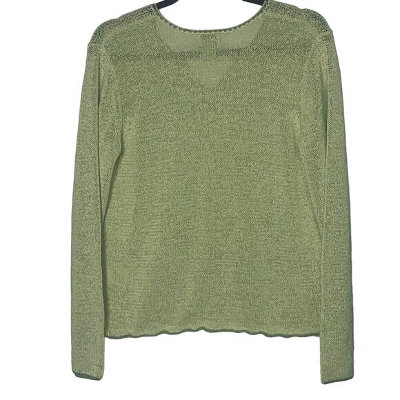 Sigrid Olsen Sport Women's Long Sleeve V Neck Waffle Knit Sweater Green Size M - Picture 3 of 8